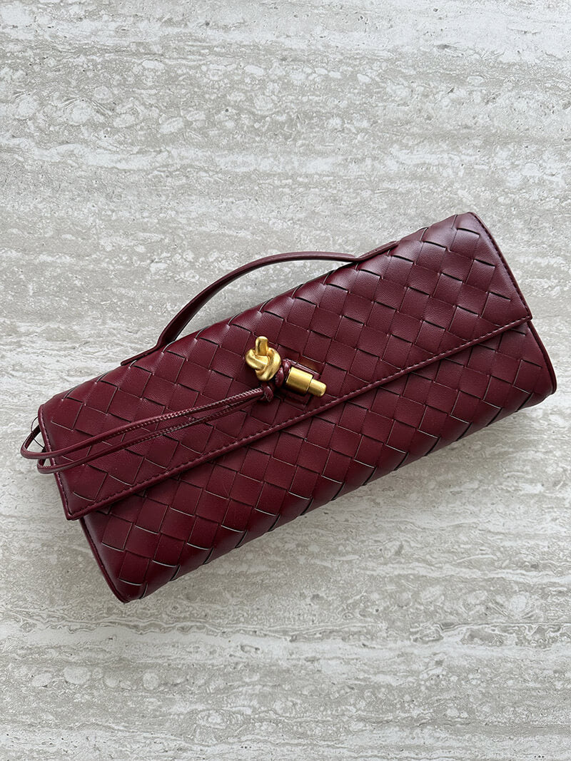 Dames Kunstleer Gevlochten Schoudertas | Elegante Luxe Clutch met Gouden Accenten 8