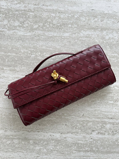Dames Kunstleer Gevlochten Schoudertas | Elegante Luxe Clutch met Gouden Accenten 8