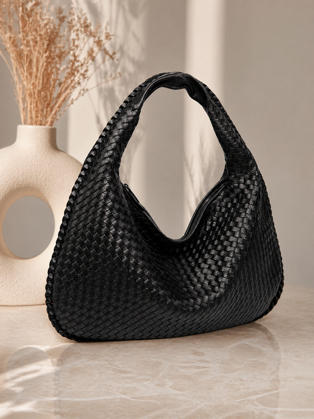 Dames Kunstleren Gevlochten Hobo-tas | Ruim en Stijlvol voor Dagelijks Gebruik 0