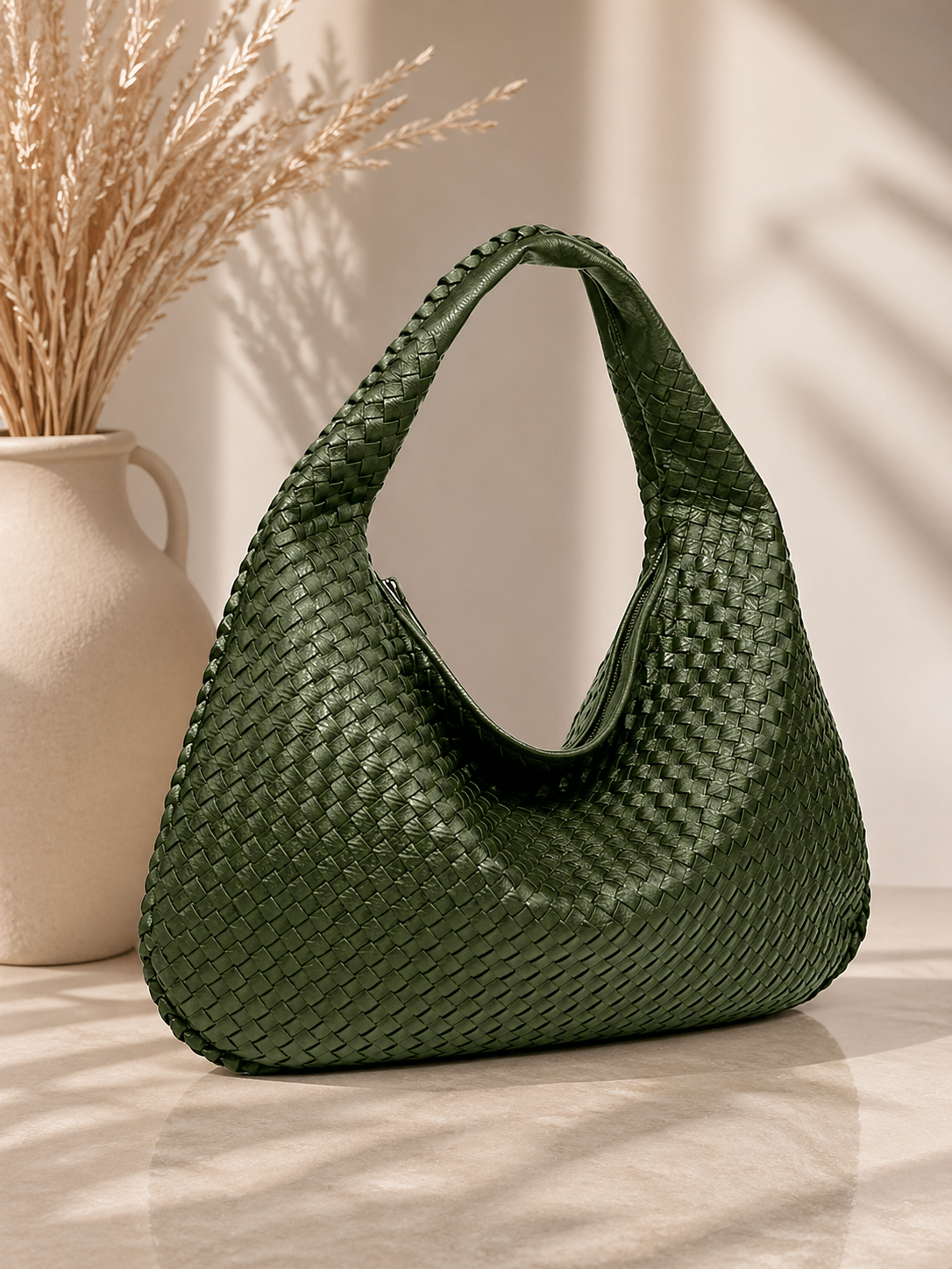 Dames Kunstleren Gevlochten Hobo-tas | Ruim en Stijlvol voor Dagelijks Gebruik 3