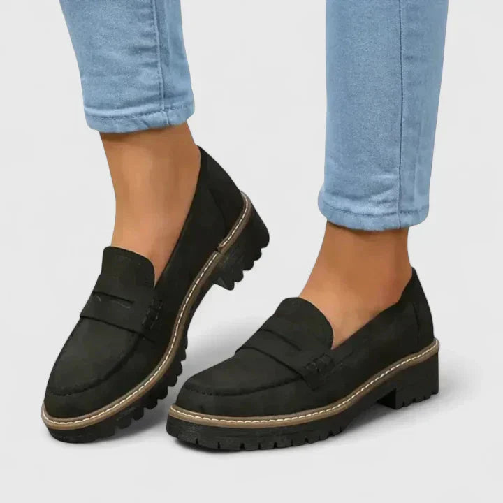Dames Leer Loafers | Comfortabele Zwarte Orthopedische Instappers voor Elke Dag 0