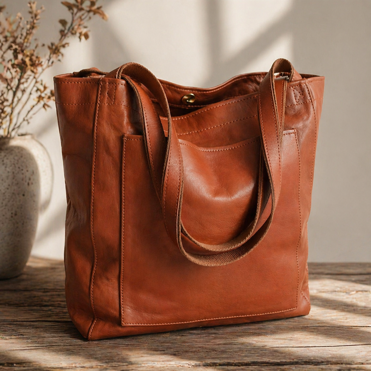 Dames Leren Schoudertas | Handgemaakte Vintage Handtas | Ruim en Stijlvol 0