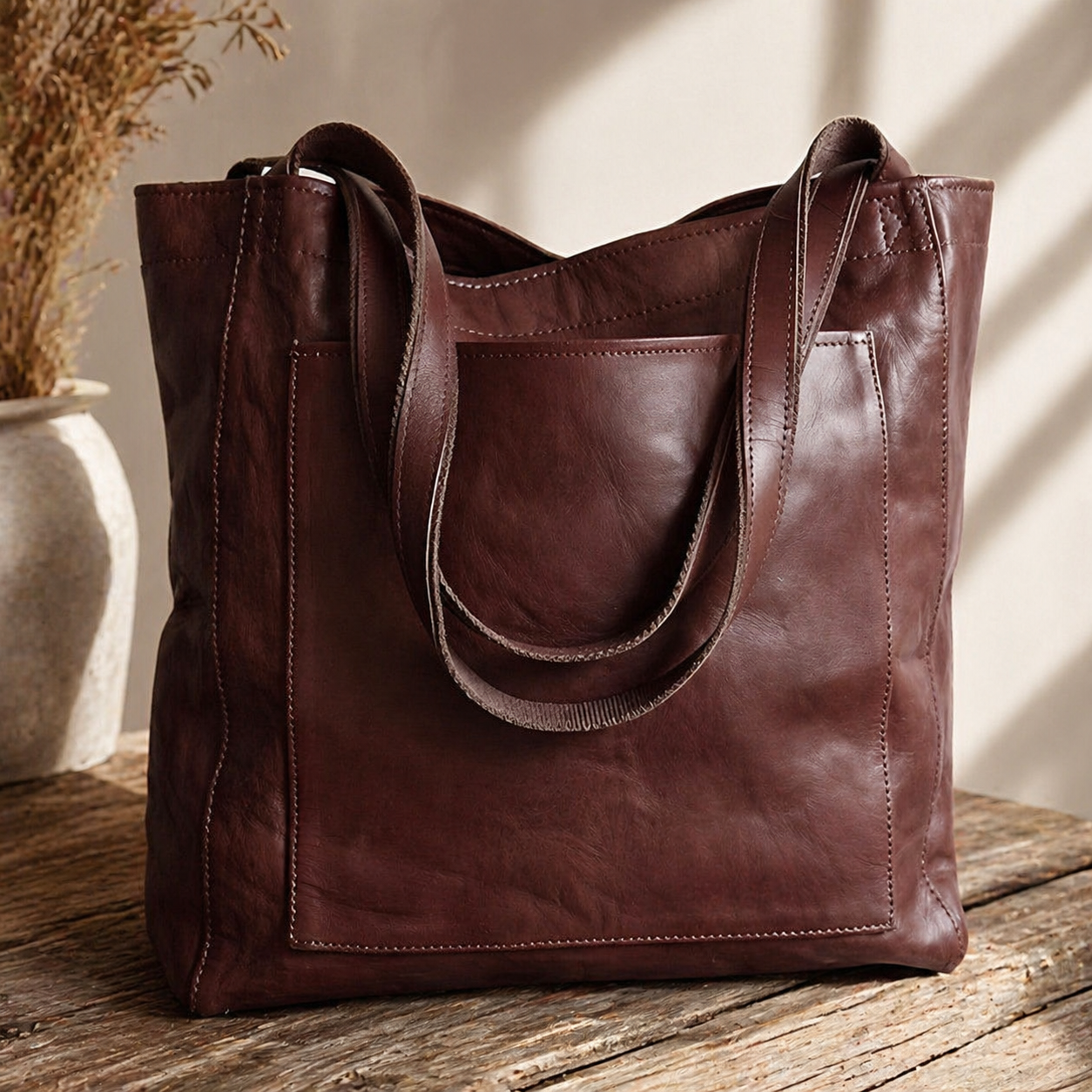 Dames Leren Schoudertas | Handgemaakte Vintage Handtas | Ruim en Stijlvol 3