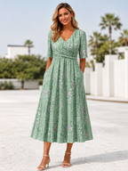 Dames Lichte Bloemen Zomerjurk | Elegante A-Lijn Jurk voor Warme Dagen 0