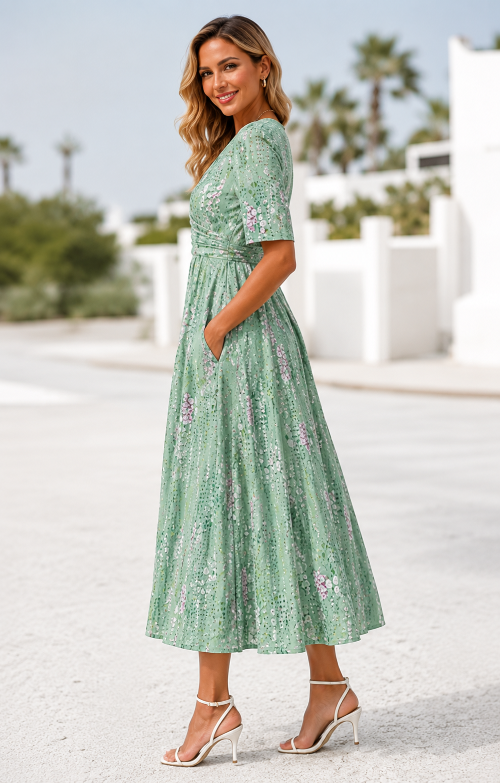 Dames Lichte Bloemen Zomerjurk | Elegante A-Lijn Jurk voor Warme Dagen 1
