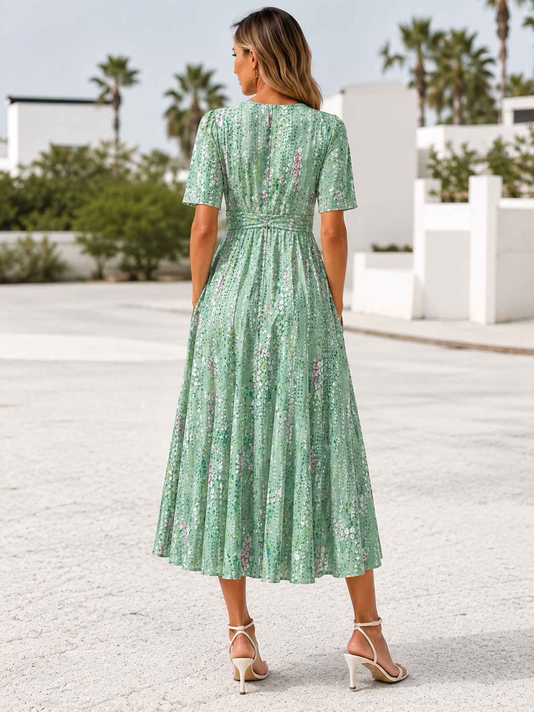 Dames Lichte Bloemen Zomerjurk | Elegante A-Lijn Jurk voor Warme Dagen 2