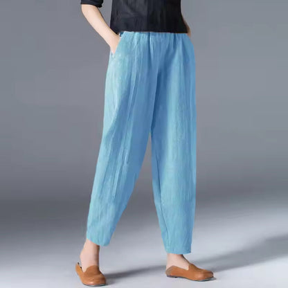 Dames Lichtgewicht Katoenen Broek | Comfortabele Relaxte Zomerbroek Met Elastische Band 2