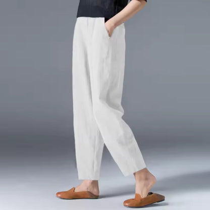 Dames Lichtgewicht Katoenen Broek | Comfortabele Relaxte Zomerbroek Met Elastische Band 6