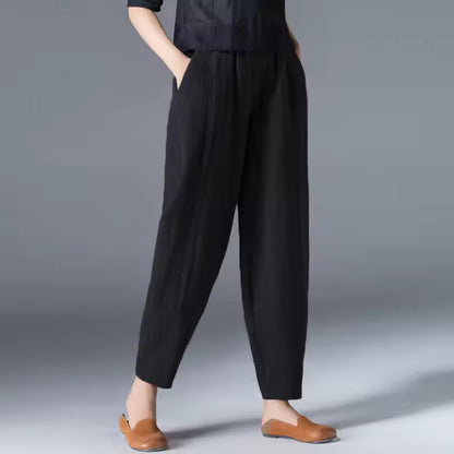 Dames Lichtgewicht Katoenen Broek | Comfortabele Relaxte Zomerbroek Met Elastische Band 7