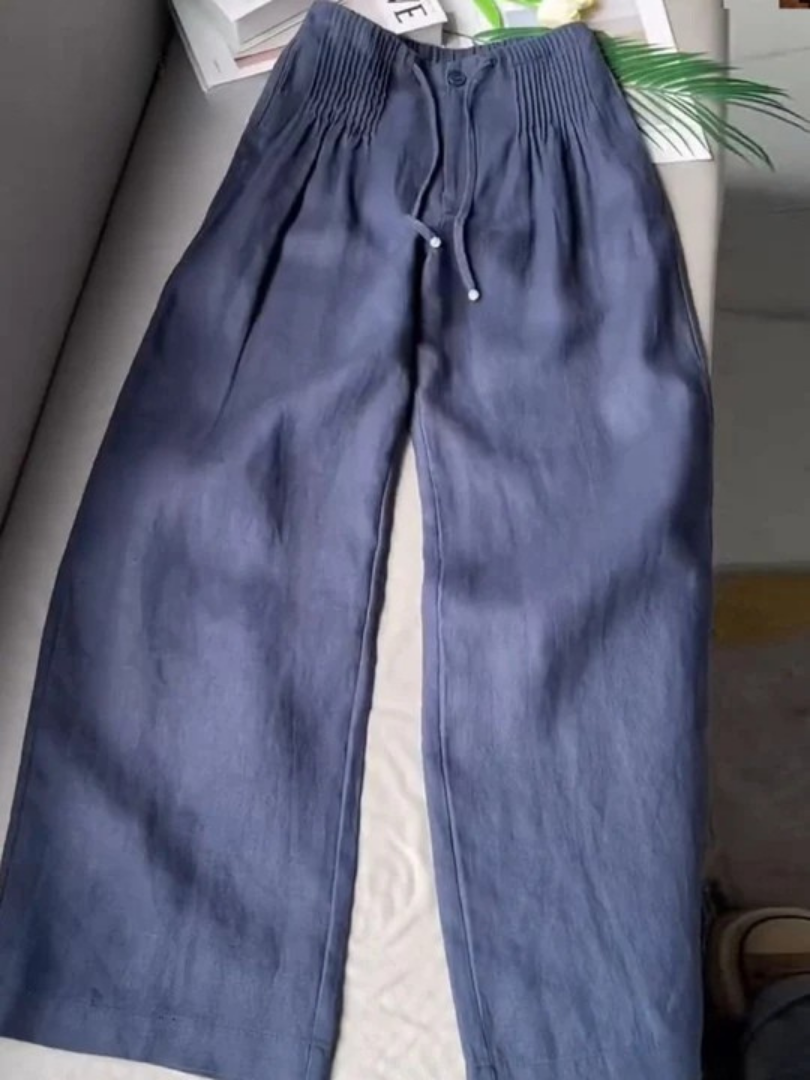Dames Lichtgewicht Polyester Broek met Wijde Pijpen | Comfortabele Elegante Casual Pants 0