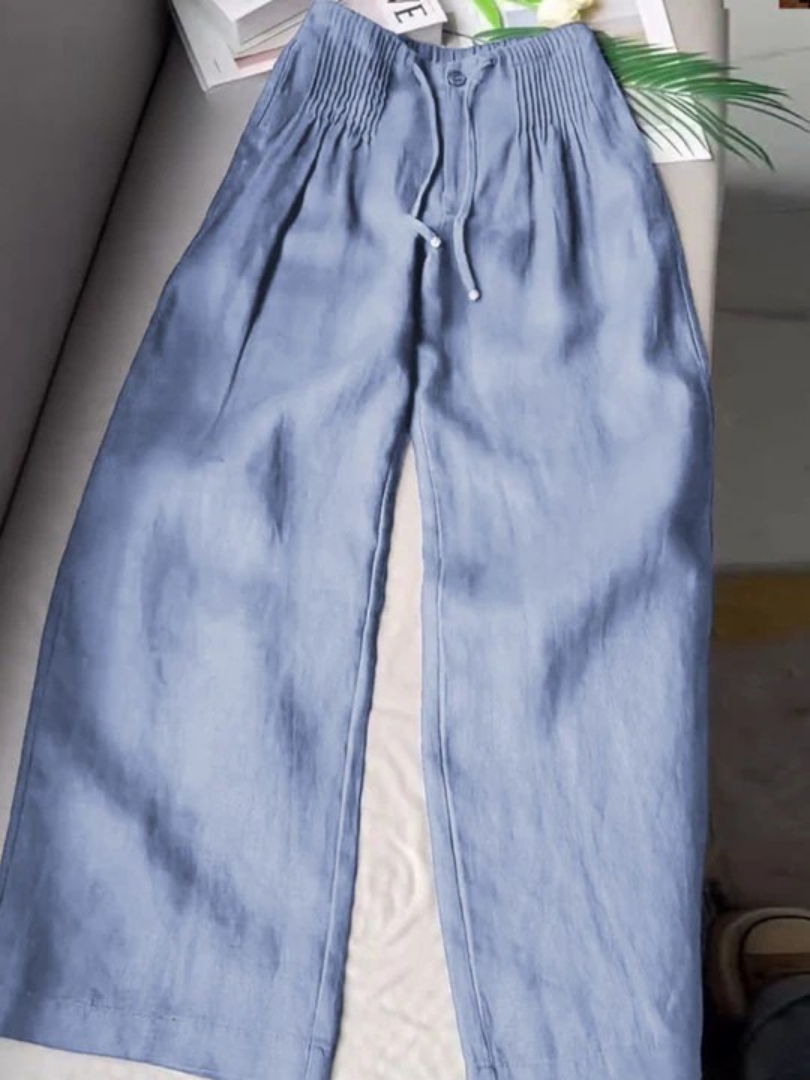 Dames Lichtgewicht Polyester Broek met Wijde Pijpen | Comfortabele Elegante Casual Pants 1