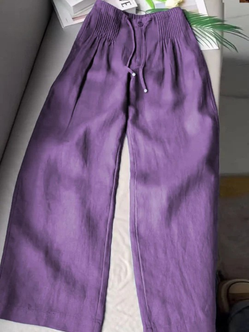 Dames Lichtgewicht Polyester Broek met Wijde Pijpen | Comfortabele Elegante Casual Pants 3
