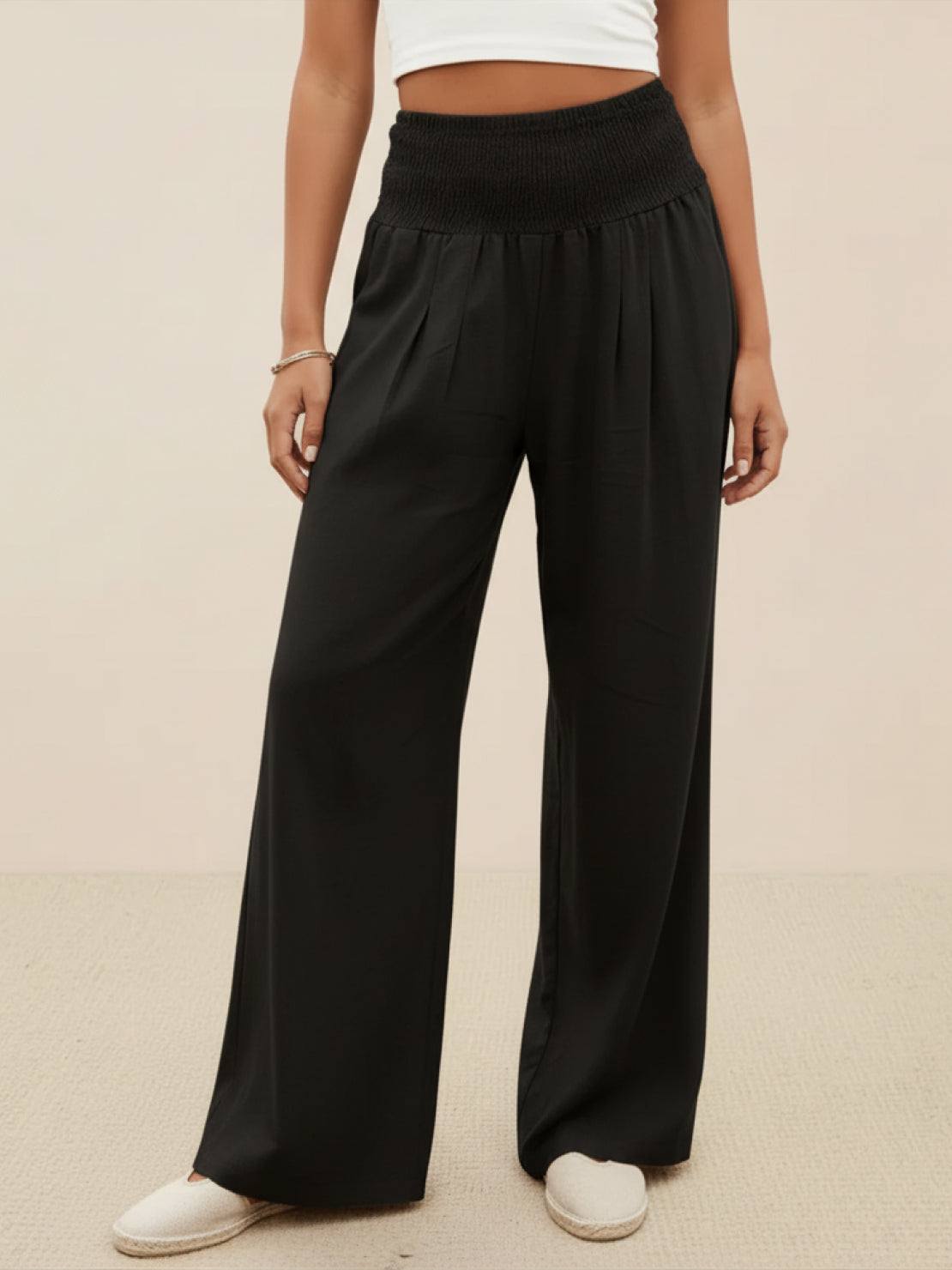 Dames Linnen Palazzo Broek | Hoge Taille Wijde Pijpen voor Lente/Zomer | Comfortabel en Stijlvol 10