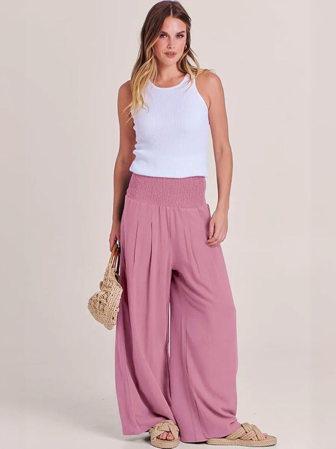 Dames Linnen Palazzo Broek | Hoge Taille Wijde Pijpen voor Lente/Zomer | Comfortabel en Stijlvol 8