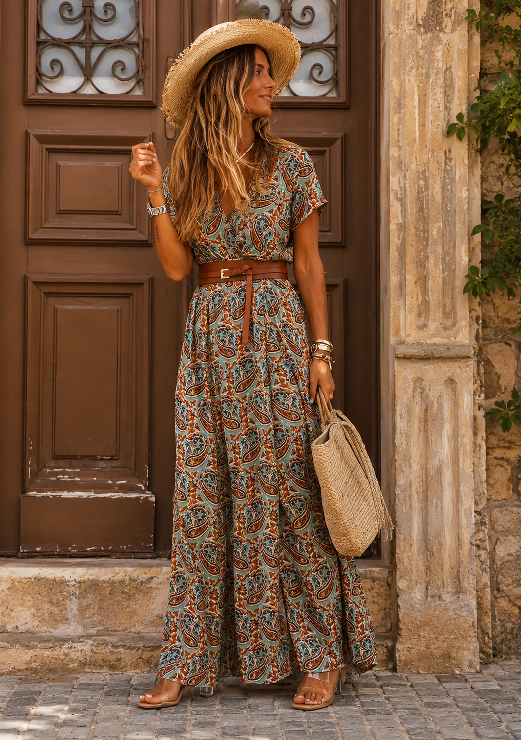 Dames Luchtige Boho Maxi Jurk | Comfortabele Lange Zomerjurk met Bijpassende Riem 4