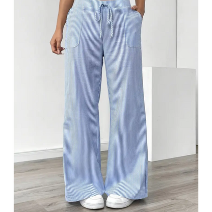 Dames Luchtige Katoenen Broek | Comfortabele Gestreepte Casual Pants 2