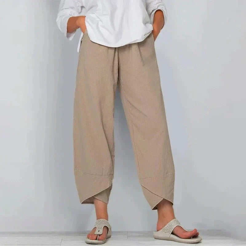 Dames Luchtige Katoenen Zomerbroek | Flatterende Slim-Fit Casual Broek 0