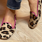 Dames Luipaardprint Ballerina's | Speelse Instap Flats met Roze Rand 0