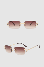 Dames Luxe Rimless Zonnebril | Retro Cat Eye Met UV400 Bescherming | Stijlvol Elegant Design 0