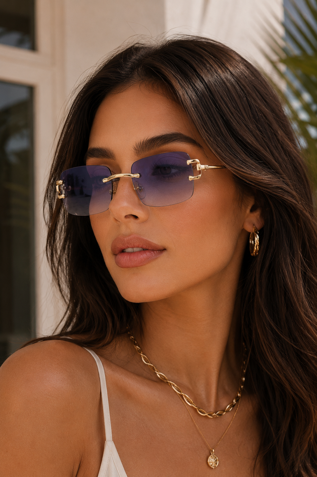 Dames Luxe Rimless Zonnebril | Retro Cat Eye Met UV400 Bescherming | Stijlvol Elegant Design 6