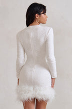 Dames Luxe Sequin Mini-Jurk | Elegant Zonder Mouwen Met Veerafwerking 1
