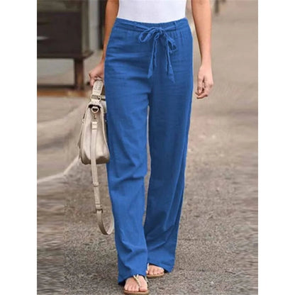 Dames Marineblauwe Wijde Pijpen Broek | Comfortabele Relaxed Fit met Trekkoord 2