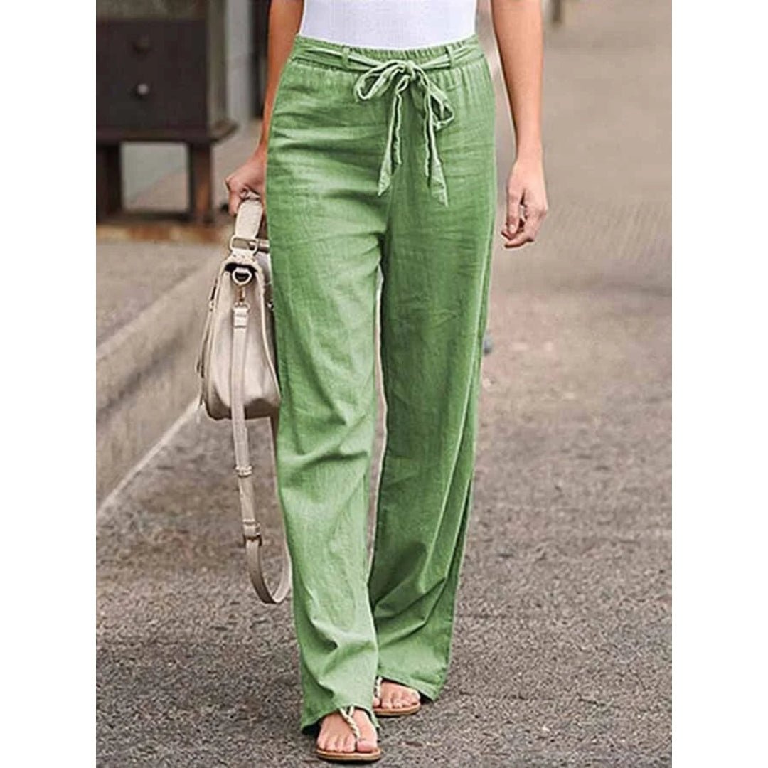 Dames Marineblauwe Wijde Pijpen Broek | Comfortabele Relaxed Fit met Trekkoord 4