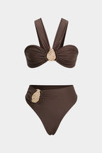 Dames Metallic Asymmetrische Bikini Set | Trendy Zomer Zwemoutfit 0