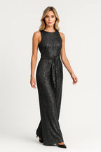 Dames Mouwloze Jumpsuit | Feestelijke Vloerlange Jumpsuit met Strikceintuur | Elegante Avondoutfit 0