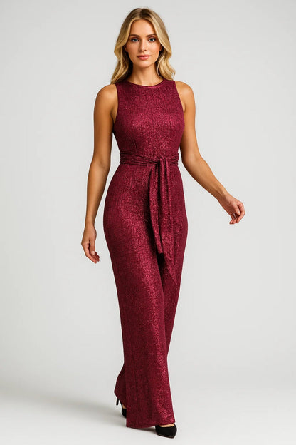 Dames Mouwloze Jumpsuit | Feestelijke Vloerlange Jumpsuit met Strikceintuur | Elegante Avondoutfit 3