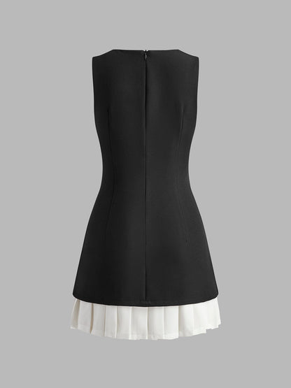 Dames Mouwloze Polyester Midi Jurk | Elegante Plissé Dress voor Bruiloften en Feestjes 2