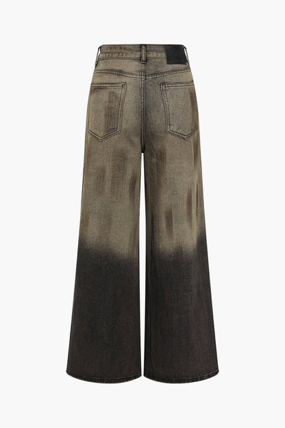 Dames Ombre Spijkerbroek | Trendy Hoge Taille Flared Jeans met Wijde Pijpen 1
