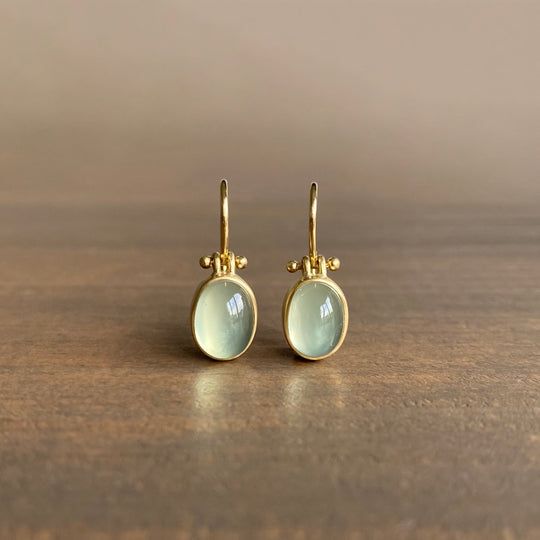 Dames Oorbellen Zilver met Groene Maansteen | Elegante Vintage Statement Oorbellen 0