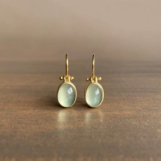 Dames Oorbellen Zilver met Groene Maansteen | Elegante Vintage Statement Oorbellen 0
