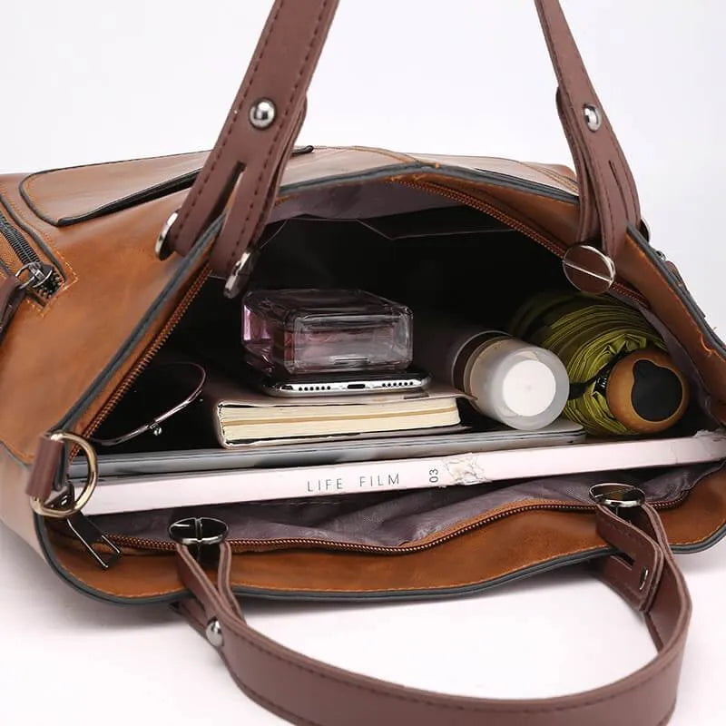 Dames PU Leer Handtas | Stijlvol Vintage Design met Ruim Hoofdvak 8