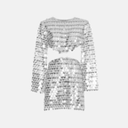 Dames Pailletten Minikleed | Glamoureuze Lange Mouwen Met Cut-Out Detail 0