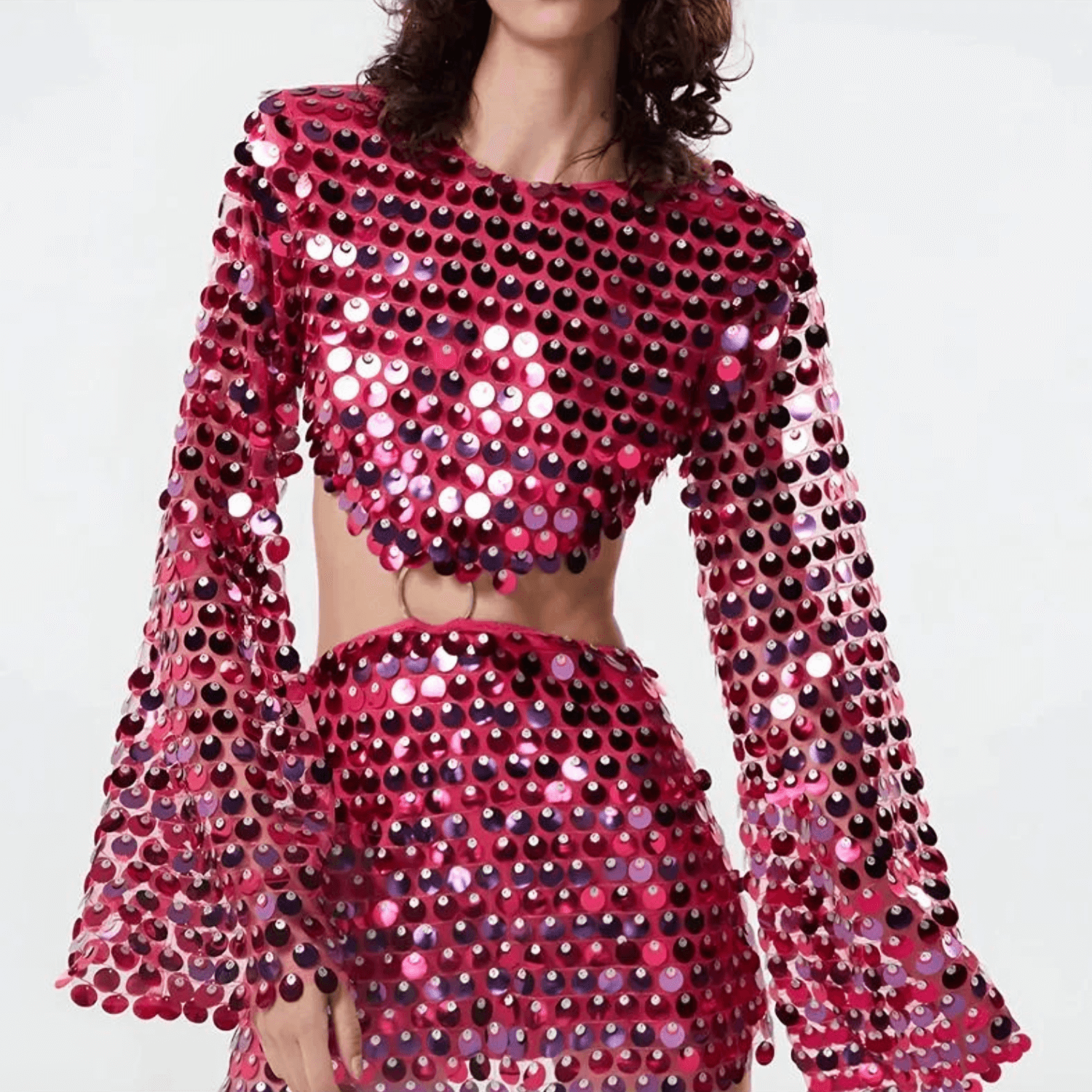 Dames Pailletten Minikleed | Glamoureuze Lange Mouwen Met Cut-Out Detail 7