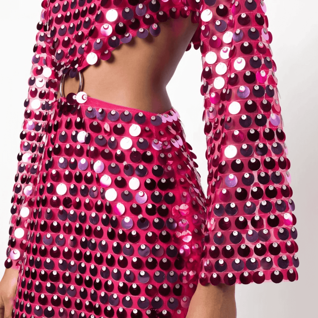 Dames Pailletten Minikleed | Glamoureuze Lange Mouwen Met Cut-Out Detail 8