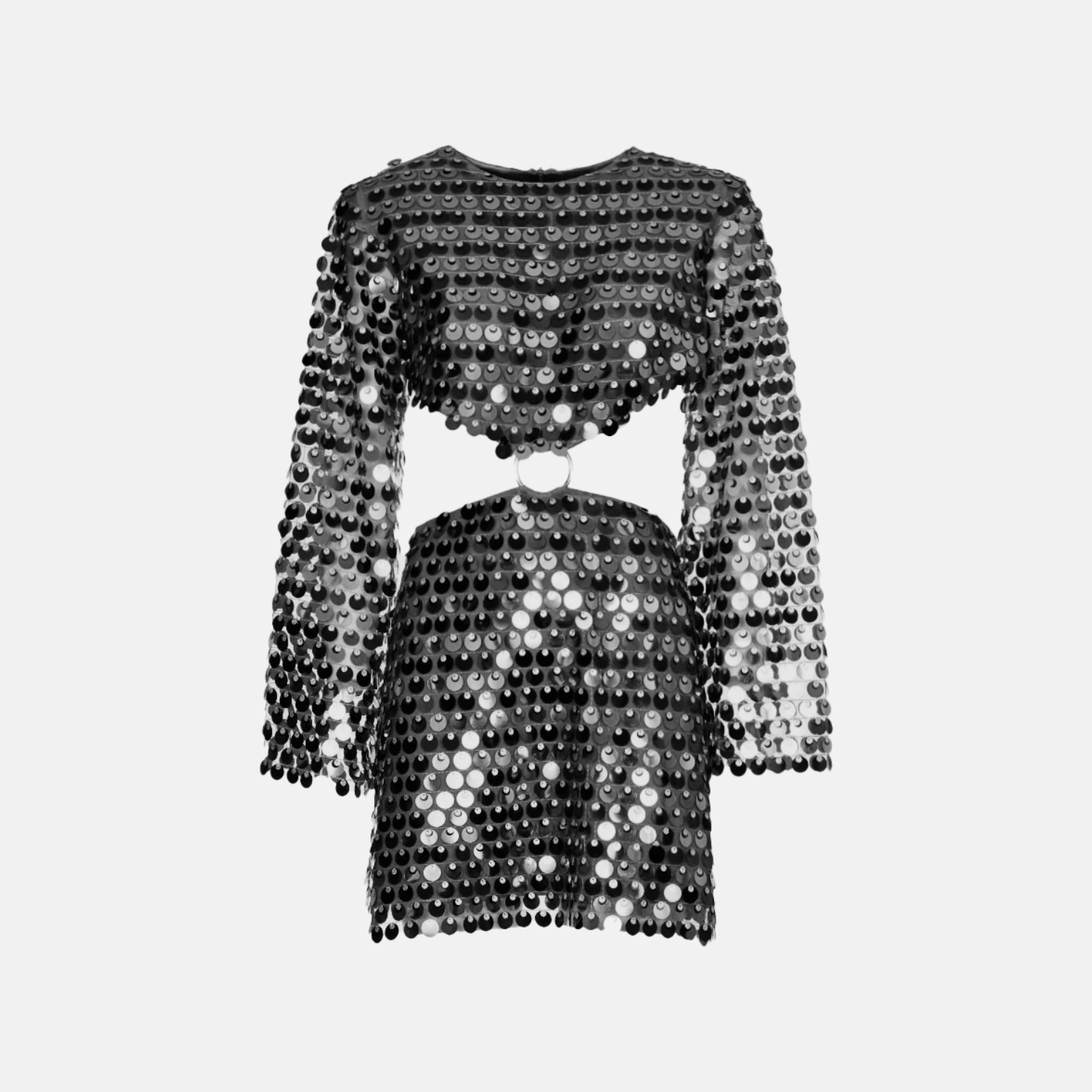 Dames Pailletten Minikleed | Glamoureuze Lange Mouwen Met Cut-Out Detail 9