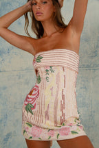 Dames Peperduur Bloemenborduursel Strapless Mini-jurk | Romantisch Zomerjurkje 4