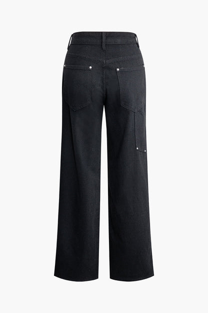 Dames Premium Denim Spijkerbroek | Comfortabele Wijdere Pasvorm met Utility Zakdetails 1