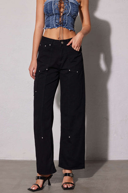Dames Premium Denim Spijkerbroek | Comfortabele Wijdere Pasvorm met Utility Zakdetails 3