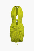Dames Rimpel Halter Minikleed | Sexy Zomer Jurk voor Feesten en Festivals 0