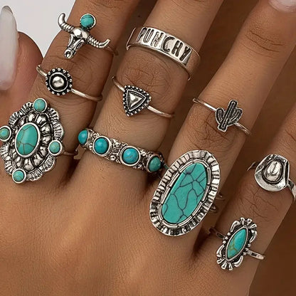 Dames Sieraden | 10-Delige Westerse Ringenset | Elegant en Tijdloos Accessoire 0