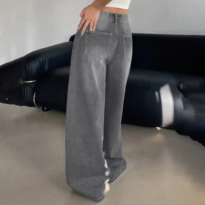 Dames Stevig Denim Baggy Wide Leg Jeans | Comfortabele Hoge Taille Spijkerbroek voor Voorjaar en Zomer 5