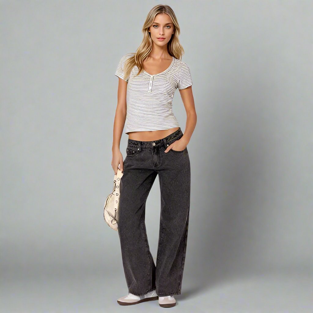Dames Stretch Denim Jeans | Elegante Low-Rise Spijkerbroek voor Casual en Avondlooks 2