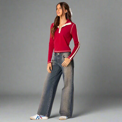 Dames Stretch Denim Jeans | Elegante Low-Rise Spijkerbroek voor Casual en Avondlooks 3