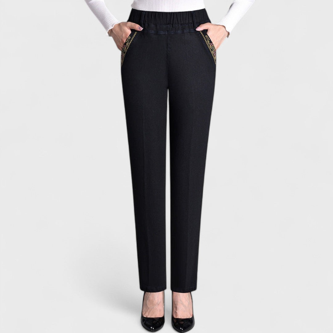 Dames Stretch Denim Spijkerbroek | Comfortabele Flatterende Pasvorm met Zijzakken 1