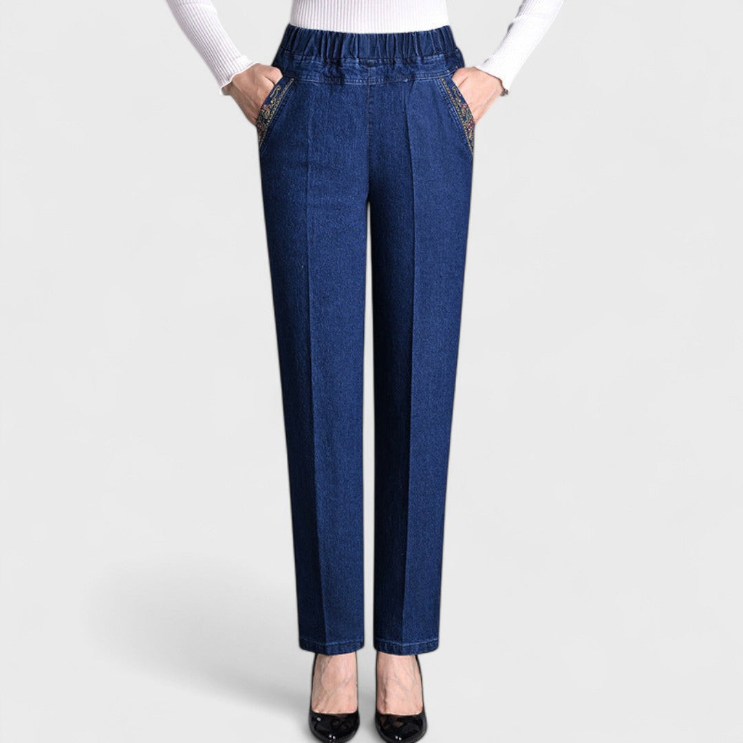Dames Stretch Denim Spijkerbroek | Comfortabele Flatterende Pasvorm met Zijzakken 2