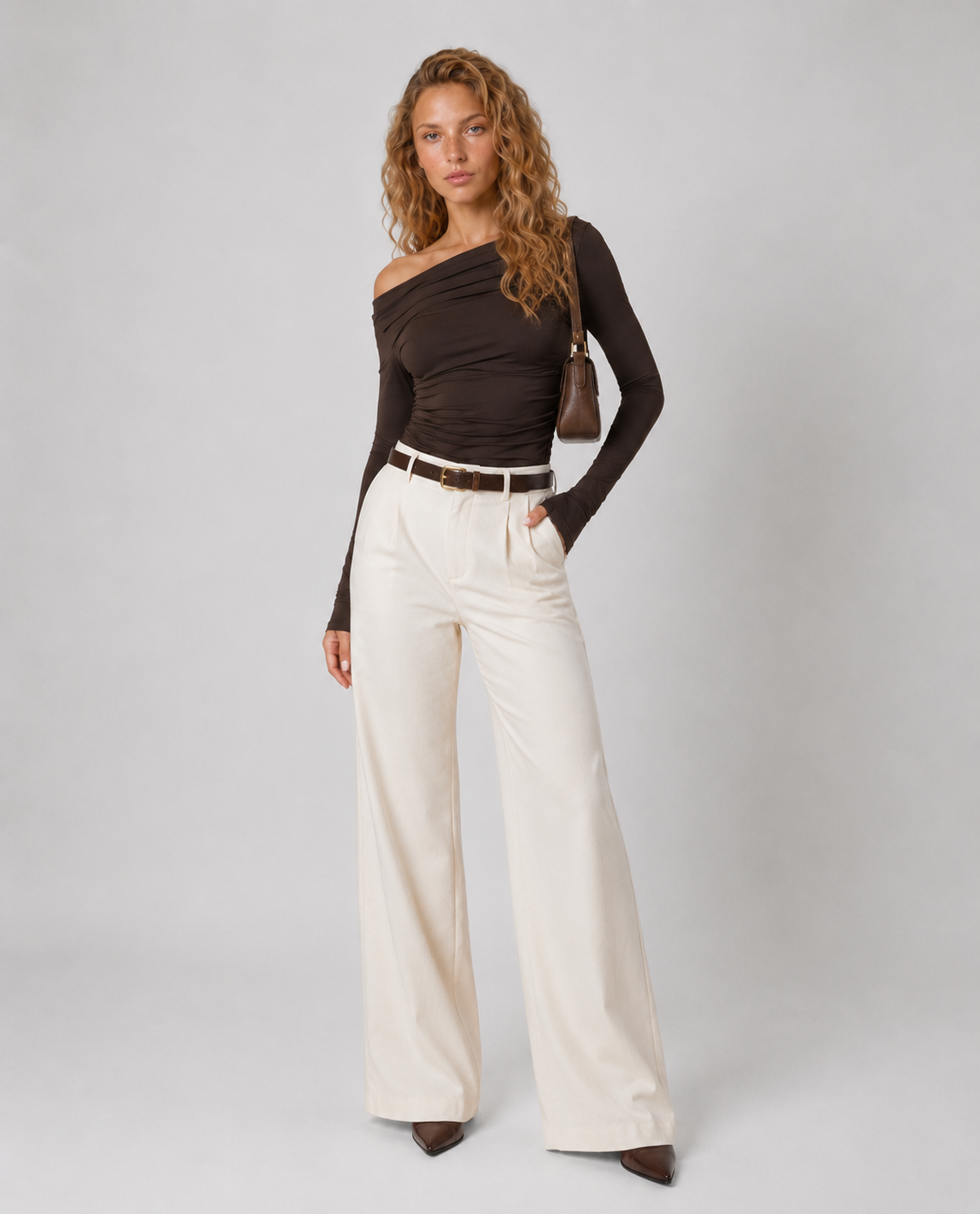 Dames Stretchy Gedrapeerde Off-Shoulder Top | Elegante Casual Blouse 0
